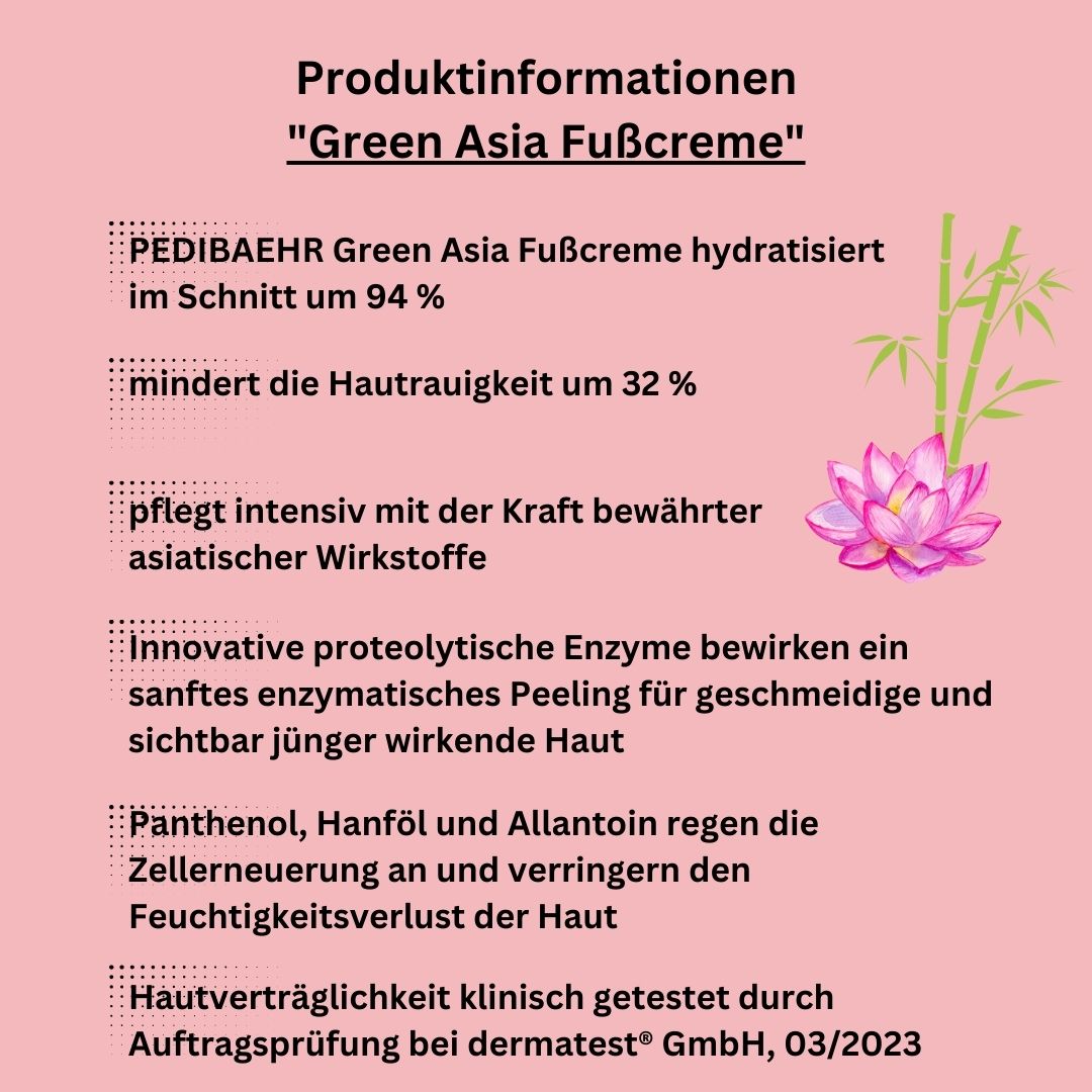 Green Asia Fußcreme mit Lotus und Bambusextrakt - Serie von Pedibaehr